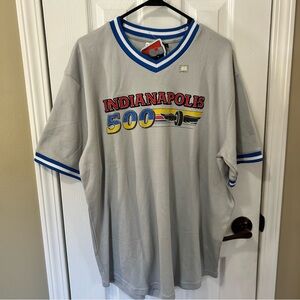 IndyCar Indianapolis 500 jersey Men's Large Short Sleeve 90s Inspired NWT Gray